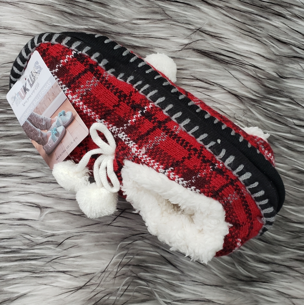 Red Tartan muk luk slippers